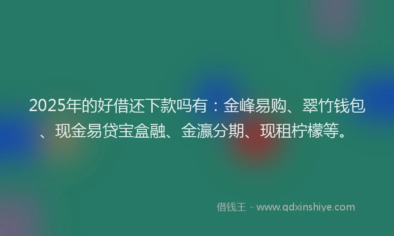 2025年的好借还下款吗有：金峰易购、翠竹钱包、现金易贷宝盒融、金瀛分期、现租柠檬等。