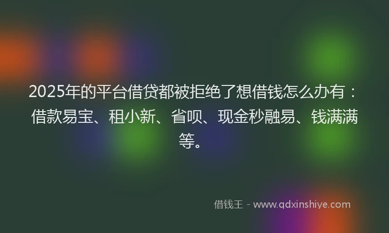 2025年的平台借贷都被拒绝了想借钱怎么办有：借款易宝、租小新、省呗、现金秒融易、钱满满等。