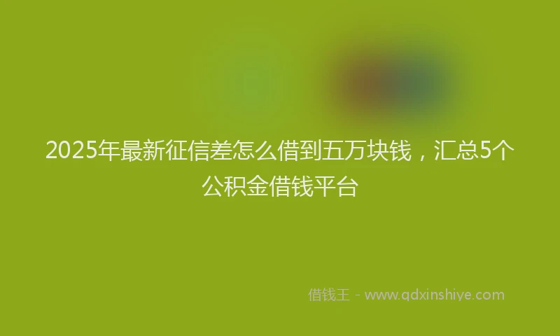 2025年最新征信差怎么借到五万块钱，汇总5个公积金借钱平台