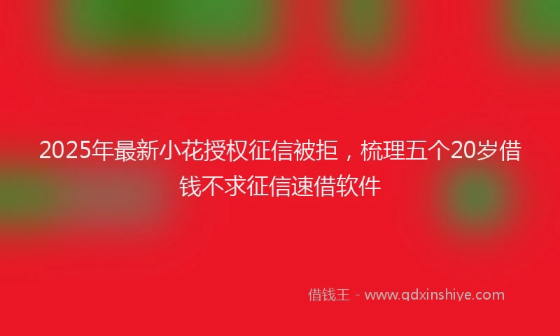 2025年最新小花授权征信被拒，梳理五个20岁借钱不求征信速借软件