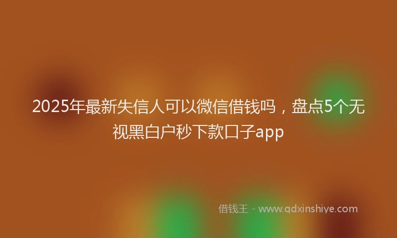 2025年最新失信人可以微信借钱吗，盘点5个无视黑白户秒下款口子app
