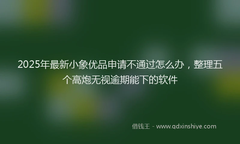 2025年最新小象优品申请不通过怎么办，整理五个高炮无视逾期能下的软件