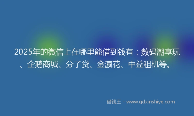 2025年的微信上在哪里能借到钱有：数码潮享玩、企鹅商城、分子贷、金瀛花、中益租机等。