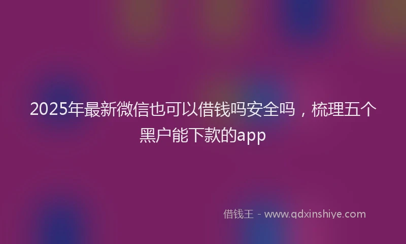 2025年最新微信也可以借钱吗安全吗，梳理五个黑户能下款的app
