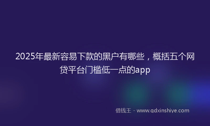 2025年最新容易下款的黑户有哪些，概括五个网贷平台门槛低一点的app