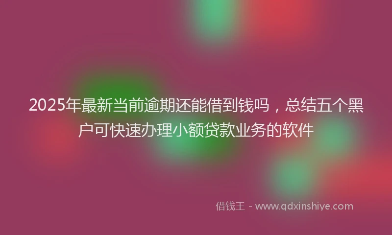 2025年最新当前逾期还能借到钱吗，总结五个黑户可快速办理小额贷款业务的软件