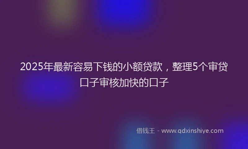 2025年最新容易下钱的小额贷款，整理5个审贷口子审核加快的口子