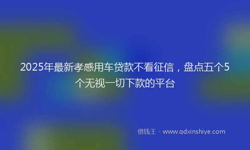 2025年最新孝感用车贷款不看征信，盘点五个5个无视一切下款的平台