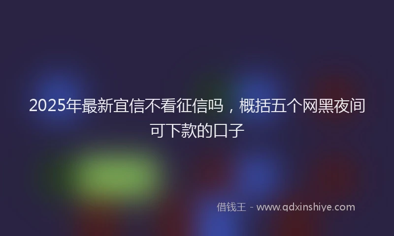 2025年最新宜信不看征信吗，概括五个网黑夜间可下款的口子