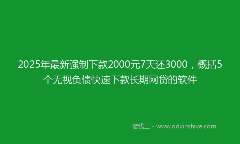 2025年最新强制下款2000元7天还3000，概括5个无视负债快速下款长期网贷的软件
