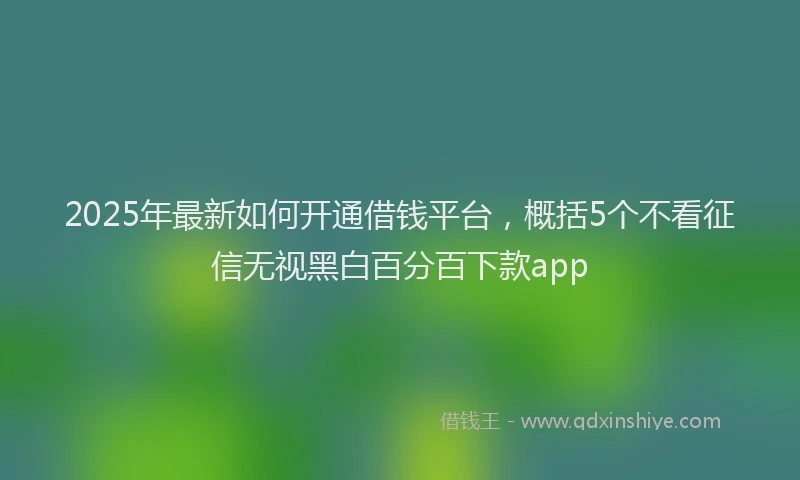 2025年最新如何开通借钱平台，概括5个不看征信无视黑白百分百下款app
