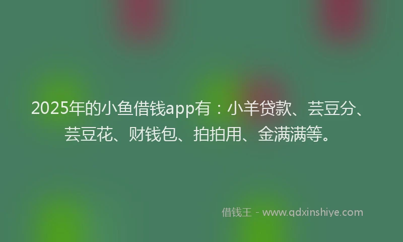 2025年的小鱼借钱app有：小羊贷款、芸豆分、芸豆花、财钱包、拍拍用、金满满等。