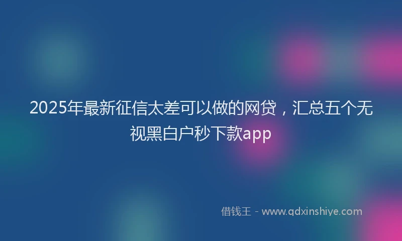 2025年最新征信太差可以做的网贷，汇总五个无视黑白户秒下款app