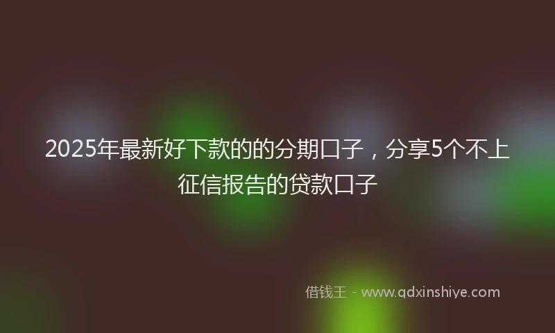 2025年最新好下款的的分期口子，分享5个不上征信报告的贷款口子