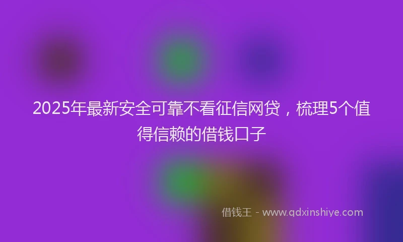 2025年最新安全可靠不看征信网贷，梳理5个值得信赖的借钱口子
