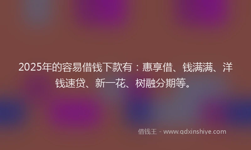 2025年的容易借钱下款有：惠享借、钱满满、洋钱速贷、新一花、树融分期等。