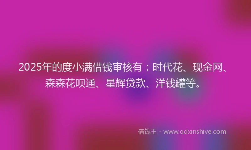 2025年的度小满借钱审核有：时代花、现金网、森森花呗通、星辉贷款、洋钱罐等。