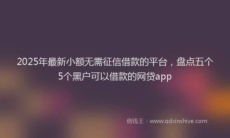 2025年最新小额无需征信借款的平台，盘点五个5个黑户可以借款的网贷app