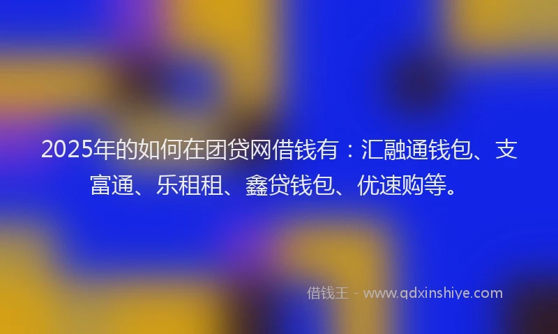 2025年的如何在团贷网借钱有：汇融通钱包、支富通、乐租租、鑫贷钱包、优速购等。