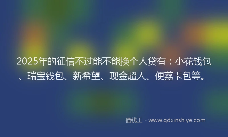 2025年的征信不过能不能换个人贷有：小花钱包、瑞宝钱包、新希望、现金超人、便荔卡包等。
