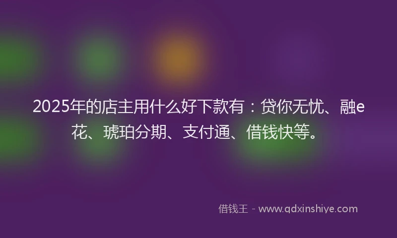 2025年的店主用什么好下款有：贷你无忧、融e花、琥珀分期、支付通、借钱快等。