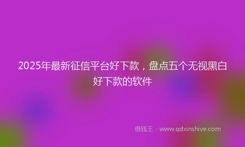 2025年最新征信平台好下款，盘点五个无视黑白好下款的软件