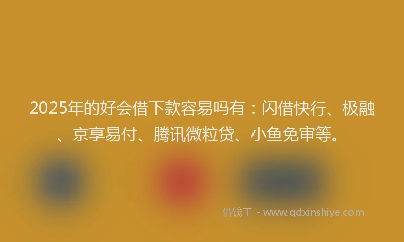 2025年的好会借下款容易吗有：闪借快行、极融、京享易付、腾讯微粒贷、小鱼免审等。