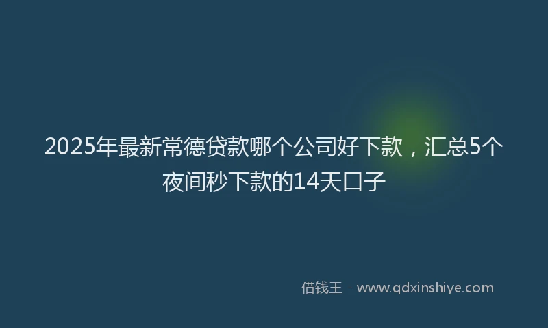 2025年最新常德贷款哪个公司好下款，汇总5个夜间秒下款的14天口子