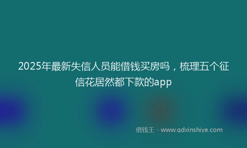 2025年最新失信人员能借钱买房吗，梳理五个征信花居然都下款的app