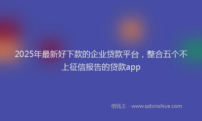 2025年最新好下款的企业贷款平台，整合五个不上征信报告的贷款app