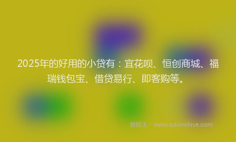 2025年的好用的小贷有：宜花呗、恒创商城、福瑞钱包宝、借贷易行、即客购等。