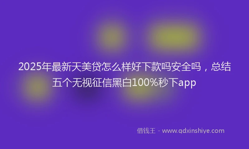 2025年最新天美贷怎么样好下款吗安全吗，总结五个无视征信黑白100%秒下app