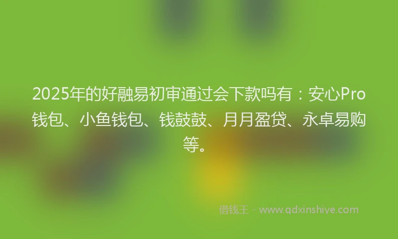 2025年的好融易初审通过会下款吗有：安心Pro钱包、小鱼钱包、钱鼓鼓、月月盈贷、永卓易购等。