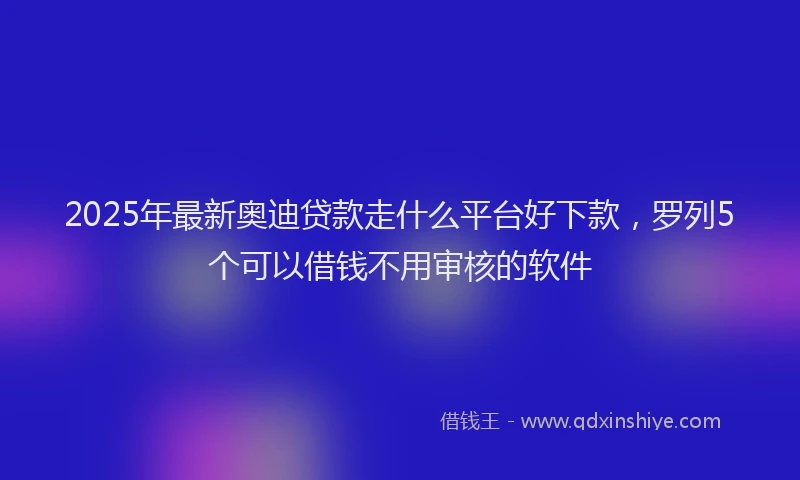2025年最新奥迪贷款走什么平台好下款，罗列5个可以借钱不用审核的软件