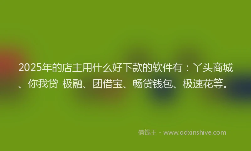 2025年的店主用什么好下款的软件有：丫头商城、你我贷-极融、团借宝、畅贷钱包、极速花等。