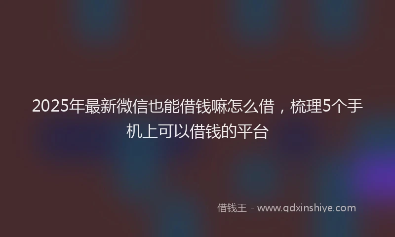 2025年最新微信也能借钱嘛怎么借，梳理5个手机上可以借钱的平台