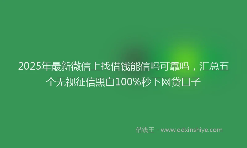 2025年最新微信上找借钱能信吗可靠吗，汇总五个无视征信黑白100%秒下网贷口子