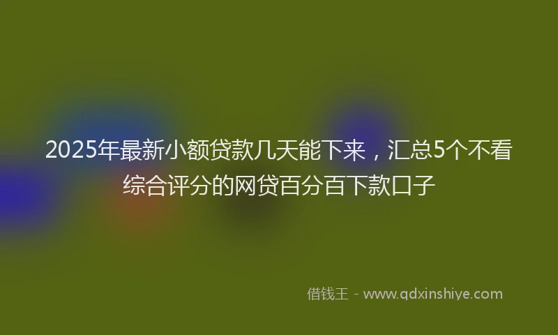 2025年最新小额贷款几天能下来，汇总5个不看综合评分的网贷百分百下款口子