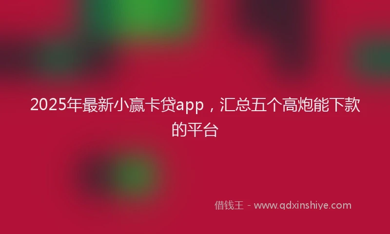 2025年最新小赢卡贷app，汇总五个高炮能下款的平台
