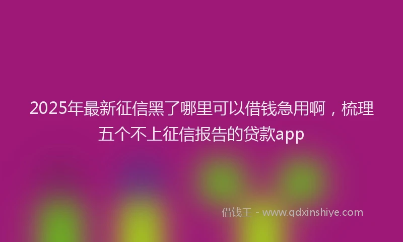 2025年最新征信黑了哪里可以借钱急用啊，梳理五个不上征信报告的贷款app