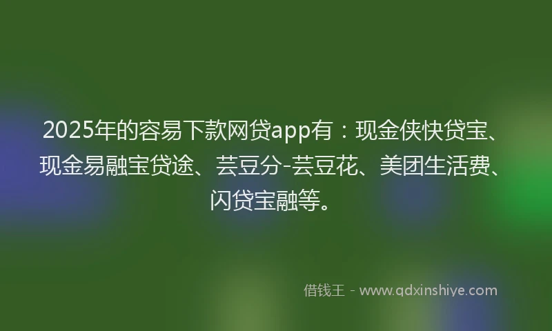 2025年的容易下款网贷app有：现金侠快贷宝、现金易融宝贷途、芸豆分-芸豆花、美团生活费、闪贷宝融等。