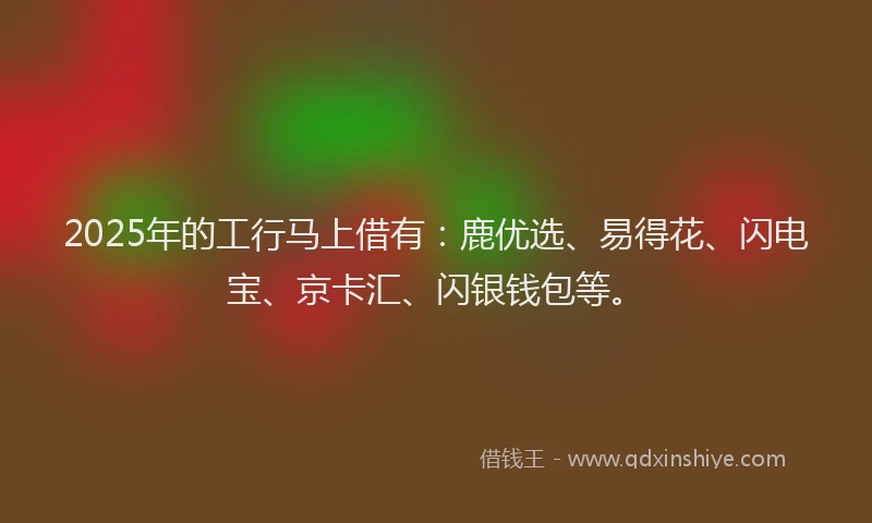2025年的工行马上借有：鹿优选、易得花、闪电宝、京卡汇、闪银钱包等。