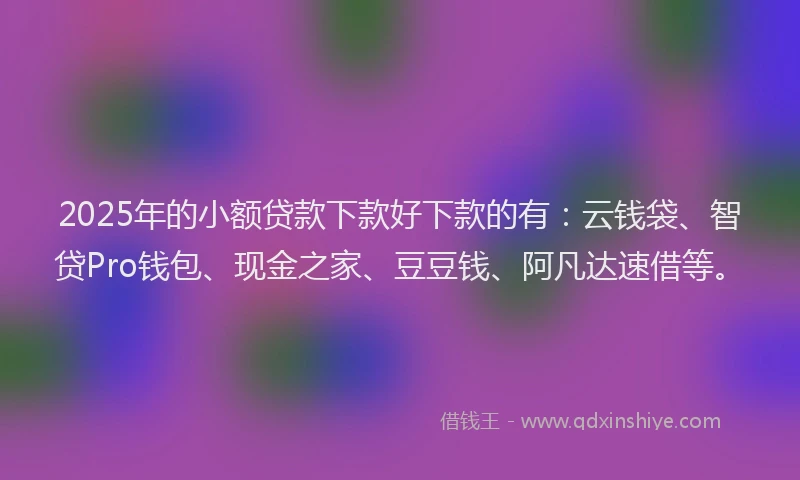 2025年的小额贷款下款好下款的有：云钱袋、智贷Pro钱包、现金之家、豆豆钱、阿凡达速借等。