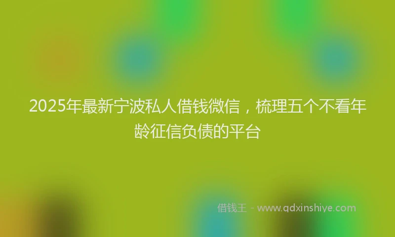 2025年最新宁波私人借钱微信，梳理五个不看年龄征信负债的平台