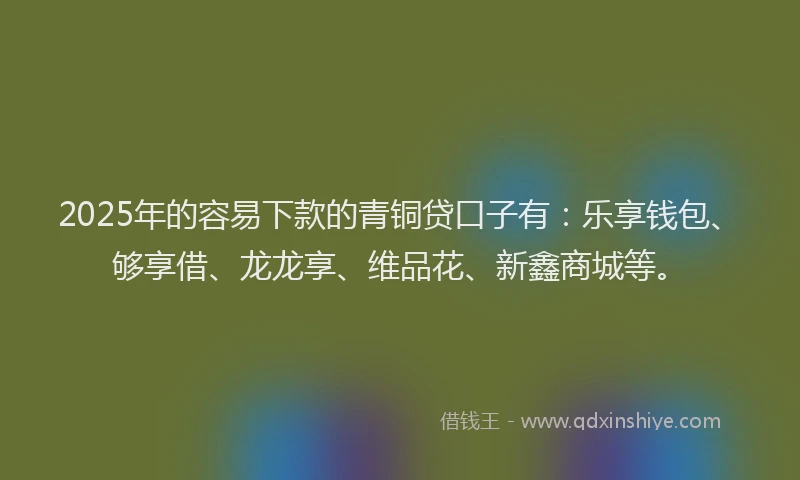 2025年的容易下款的青铜贷口子有：乐享钱包、够享借、龙龙享、维品花、新鑫商城等。