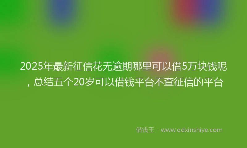 2025年最新征信花无逾期哪里可以借5万块钱呢，总结五个20岁可以借钱平台不查征信的平台