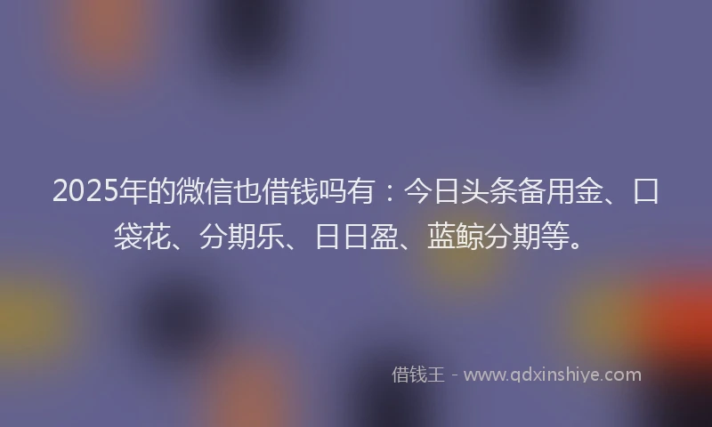 2025年的微信也借钱吗有：今日头条备用金、口袋花、分期乐、日日盈、蓝鲸分期等。