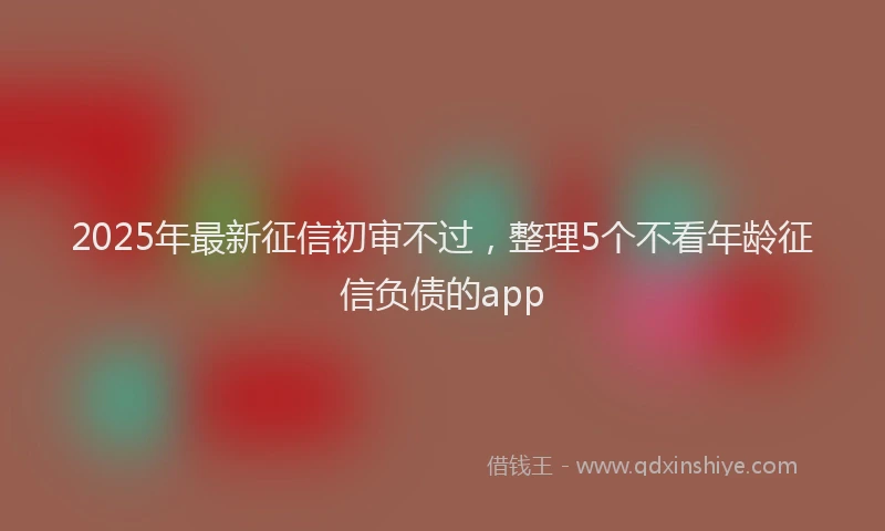 2025年最新征信初审不过，整理5个不看年龄征信负债的app