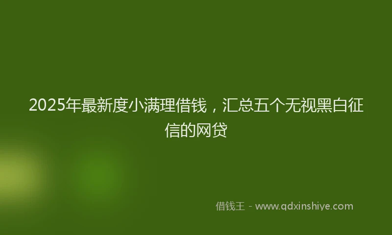 2025年最新度小满理借钱，汇总五个无视黑白征信的网贷