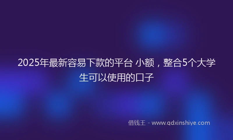 2025年最新容易下款的平台 小额，整合5个大学生可以使用的口子